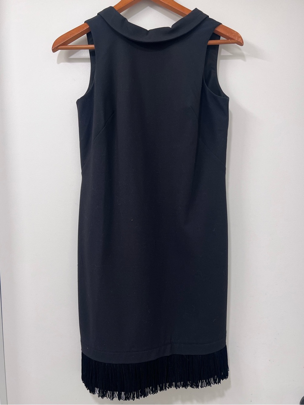 Ann Taylor Sleeveless Black Fringe-Hem Mini Dress